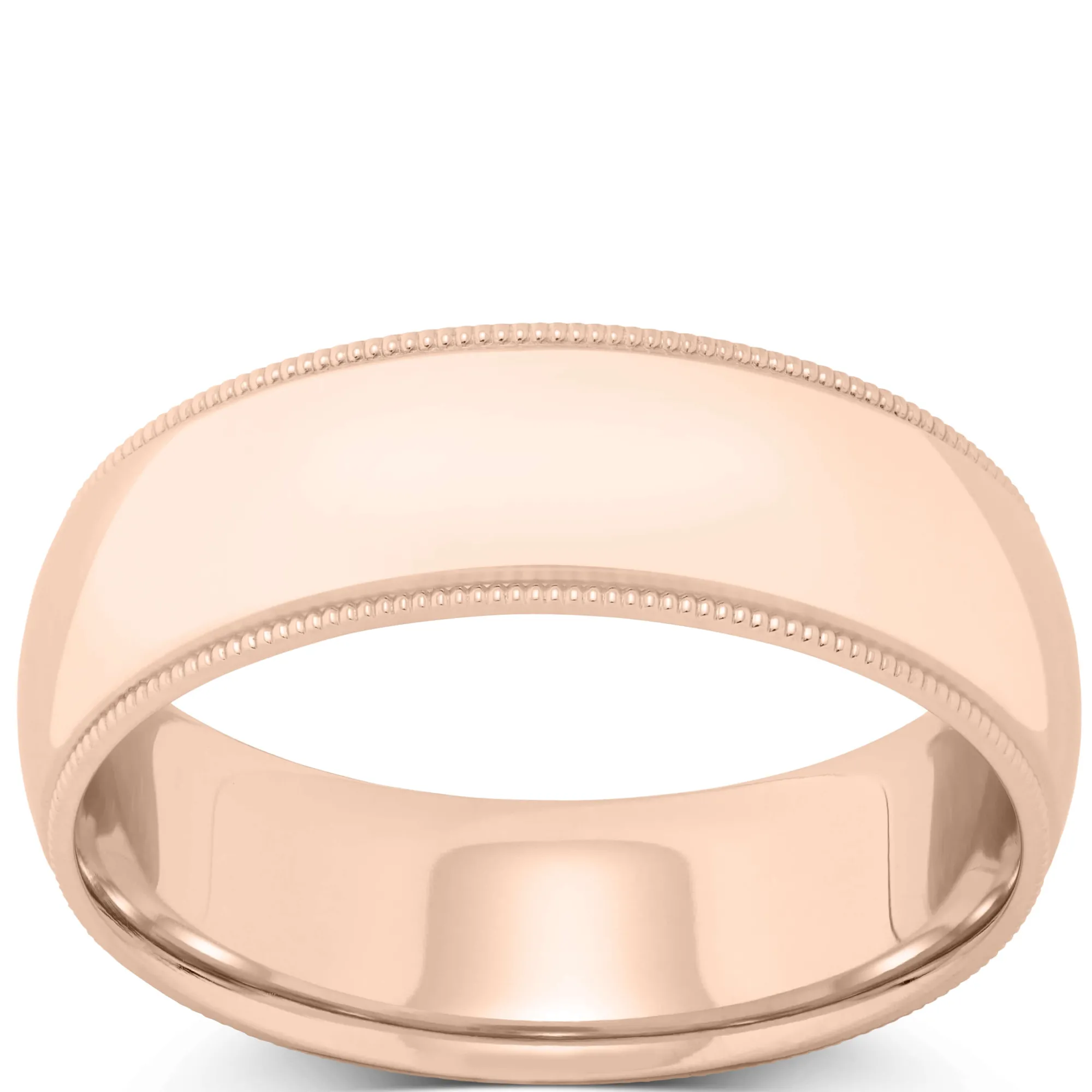 Rose Gold Polished Milgrain Edge Comfort Fit 7mm Band 14K Best