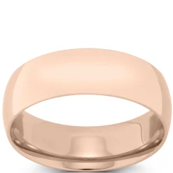 Rose Gold Polished Rounded Comfort Fit 7mm Band 14K Discount