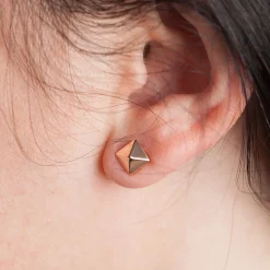 Rose Gold Pyramid Earring 14K Discount