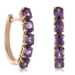 Rose Gold Rhodolite Garnet Hoop Earrings 14K Sale