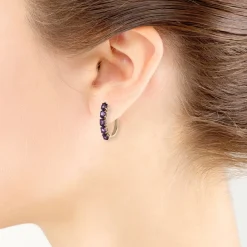 Rose Gold Rhodolite Garnet Hoop Earrings 14K Sale