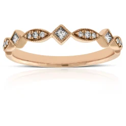 Rose Gold Round & Princess Cut Diamond Band 14K
