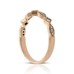 Rose Gold Round & Princess Cut Diamond Band 14K