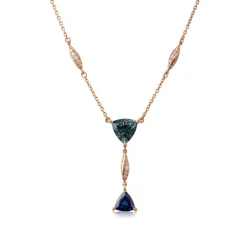 Rose Gold Trillion Gemstone & Diamond Twist "Y" Drop Necklace 14K Online
