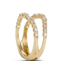 Round and Baguette Diamond Ring Guard, 14K Yellow Gold Best