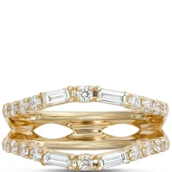 Round and Baguette Diamond Ring Guard, 14K Yellow Gold Best