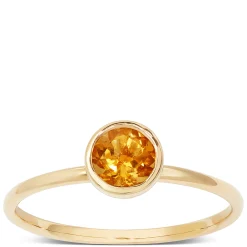 Round Bezel Set Citrine Ring, 14K Discount
