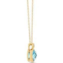 Round Blue Topaz Pendant Necklace, 14K Yellow Gold Best