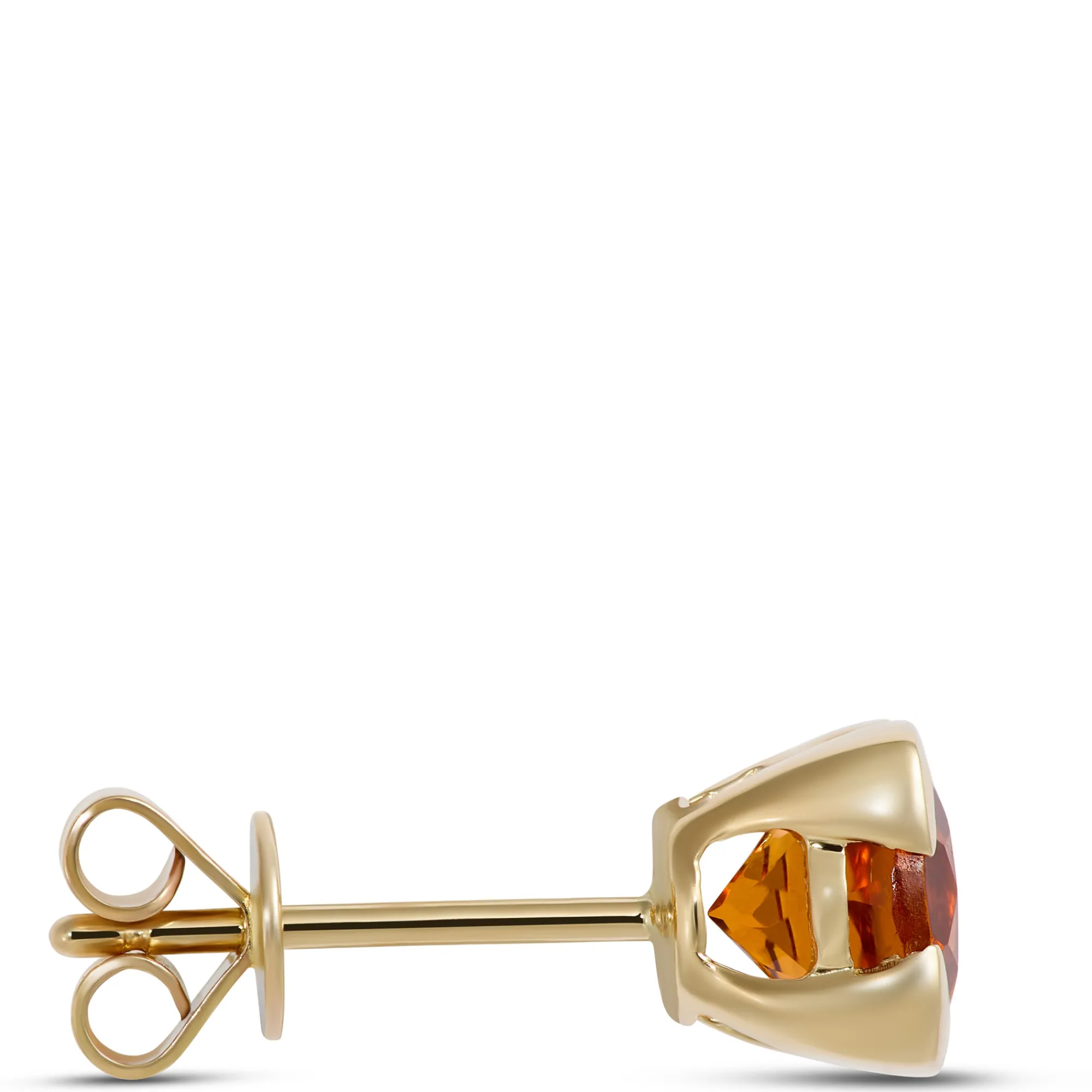 Round Citrine Stud Earrings, 14K Yellow Gold Best