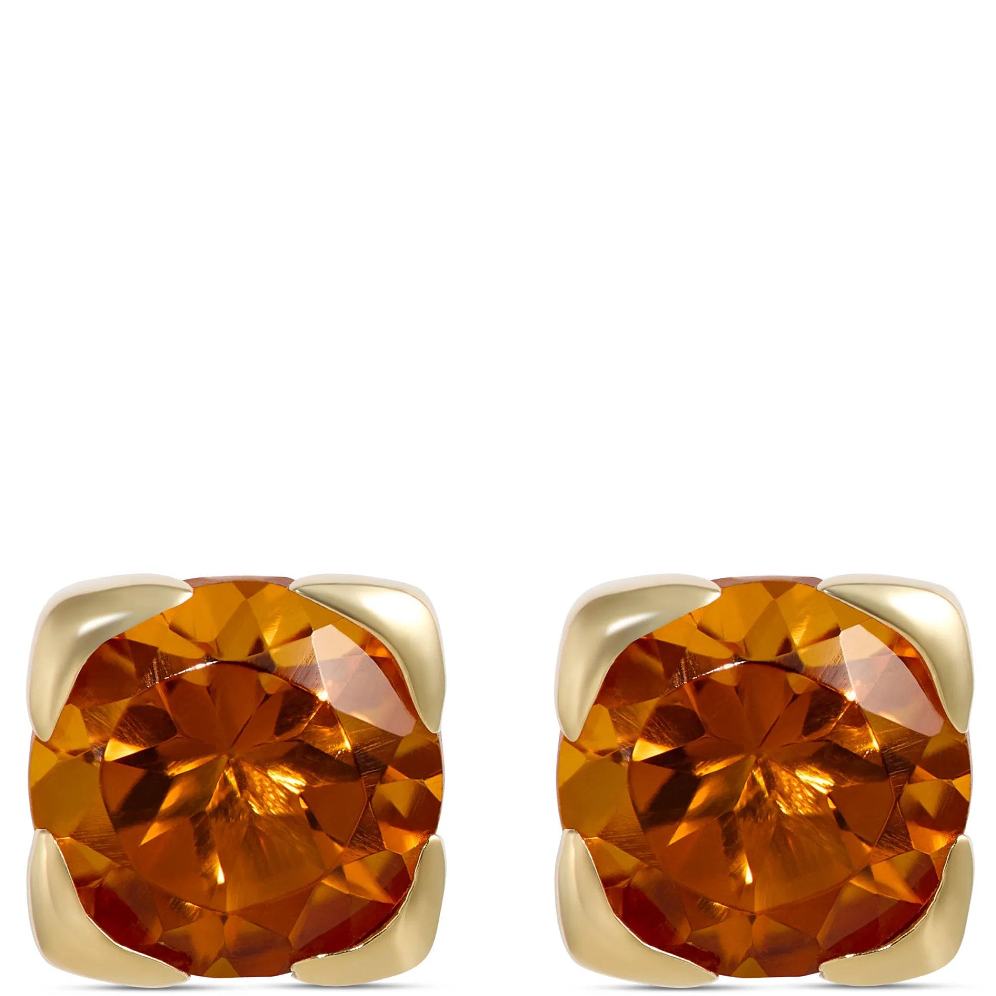 Round Citrine Stud Earrings, 14K Yellow Gold Best