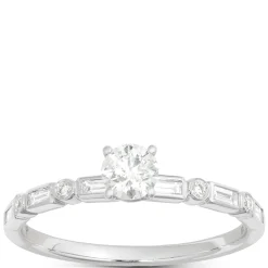 Round Cut Diamond Bridal Ring, 14K Gold Hot