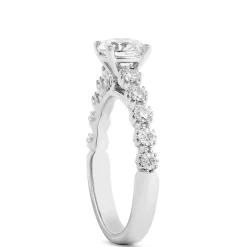 Round Cut Diamond Engagement Ring, 14K White Gold Hot