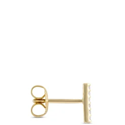 Round Diamond Bar Earrings, 14K Yellow Gold Clearance