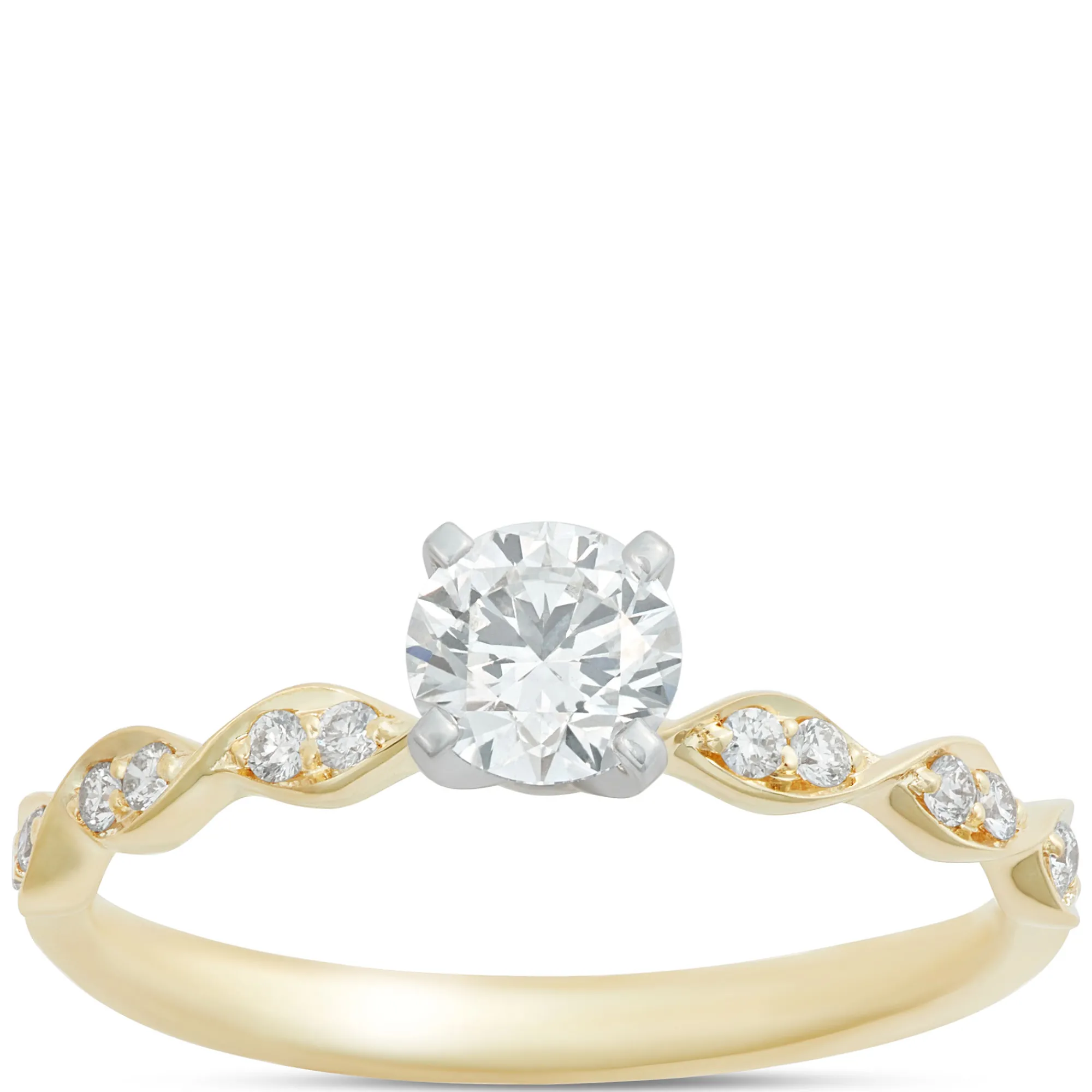 Round Diamond Bridal Set, 14K Yellow Gold Best