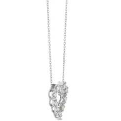 Round Diamond Heart Pendant, 14K White Gold Clearance