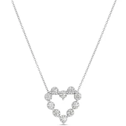 Round Diamond Heart Pendant, 14K White Gold Clearance
