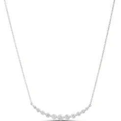 Round Diamond in Graduated Sizes Necklace, 18K White Gold Clearance