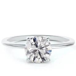 Round Diamond Solitaire Ring, 18K White Gold Outlet