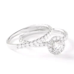 Round Diamond Wedding Band, 14K White Gold New