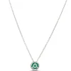Round Emerald Pendant with Diamond Halo, 14K White Gold Best
