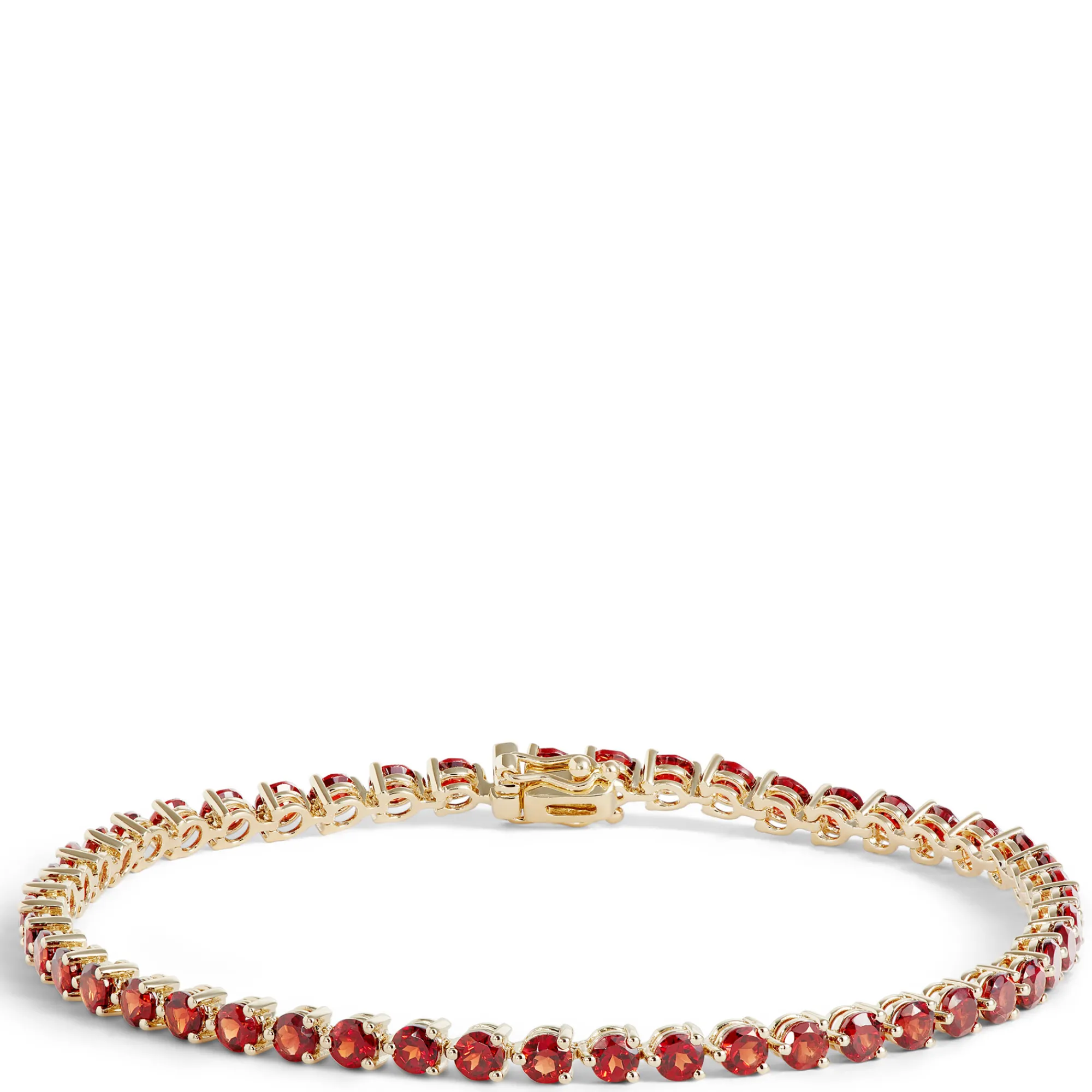 Round Garnet Gemstone Bracelet, 14K Yellow Gold Hot