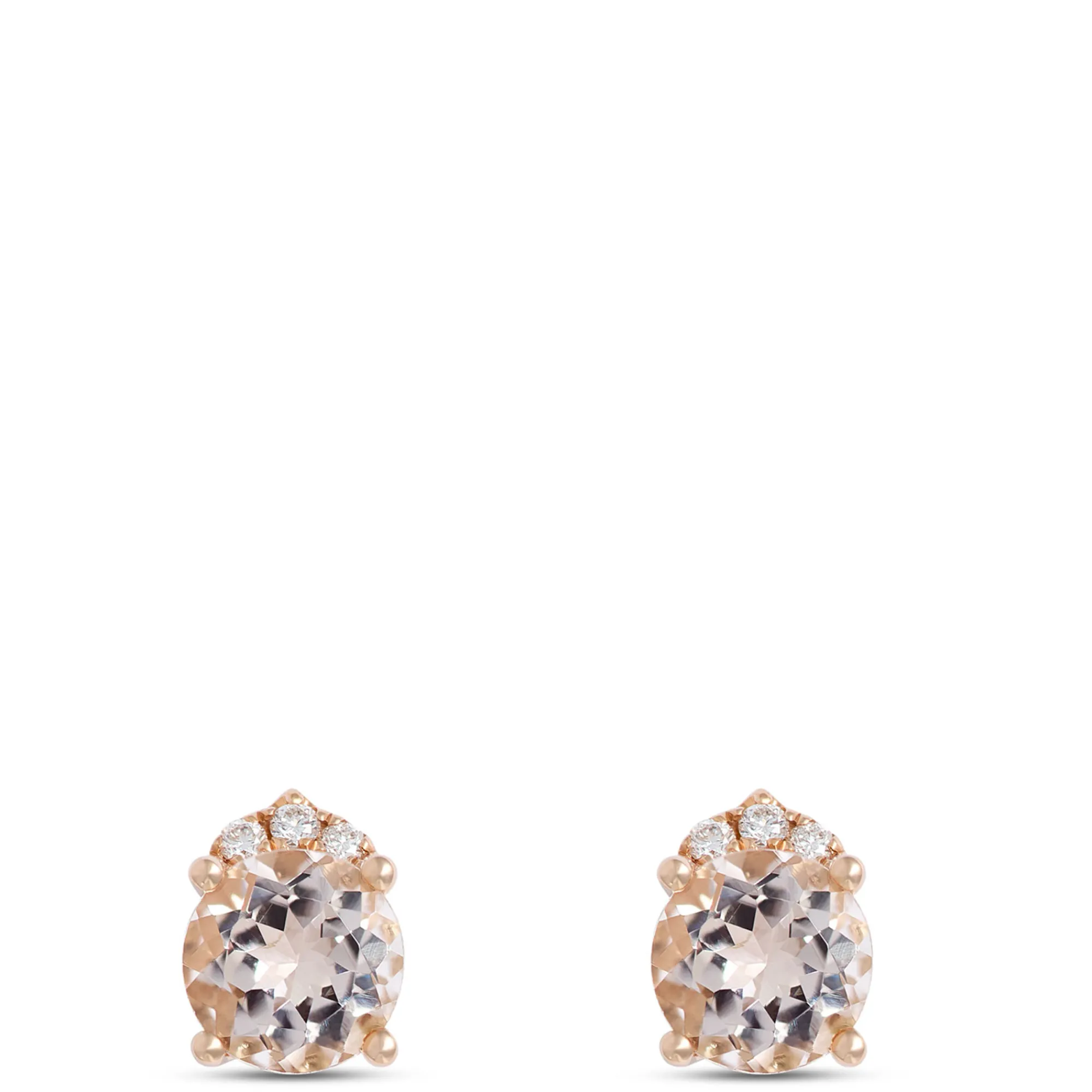 Round Morganite Studs, 14K Rose Gold Outlet