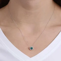 Round Opal Doublet & Diamond Necklace 14K Discount