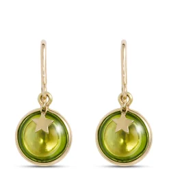 Round Peridot Earrings, 14K Yellow Gold Discount