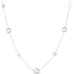 Round Rainbow Moonstone Necklace, Sterling Silver Online