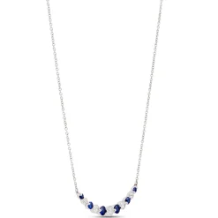 Round Sapphire and Diamond Necklace, ½ Carat, 18K White Gold Outlet