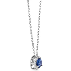 Round Sapphire and Diamond Pendant, 14K White Gold Best