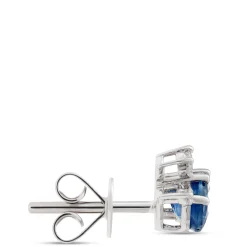 Round Sapphire and Diamond Studs, 14K White Gold Clearance