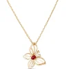 Ruby Butterfly Pendant, 14K Yellow Gold