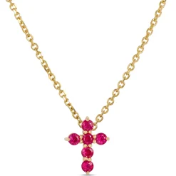 Ruby Cross Pendant, 14K Yellow Gold Best