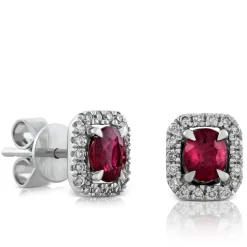 Ruby & Diamond Earrings 14K Discount