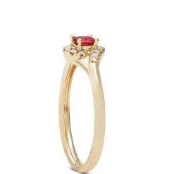 Ruby & Diamond Halo Swirl Ring, 14K Yellow Gold Sale