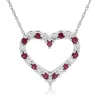 Ruby & Diamond Heart Pendant 14K