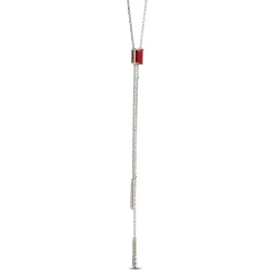 Ruby & Diamond Stationary Lariat Necklace 14K Sale