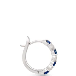 Sapphire and Round Diamond Hoops, 14K White Gold Clearance