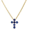 Sapphire Cross Pendant, 14K Yellow Gold Sale