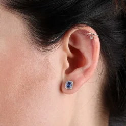 Sapphire & Diamond Earrings 14K Clearance