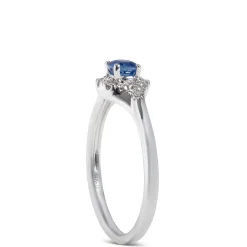 Sapphire & Diamond Halo Swirl Ring 14K Best