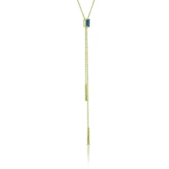Sapphire & Diamond Stationary Lariat Necklace 14K Outlet