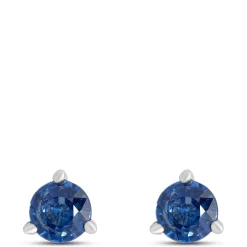 Sapphire Stud Earrings, 14K White Gold New