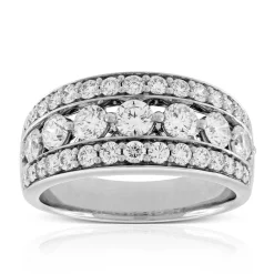 Shared Prong Three Row Diamond Band 14K Outlet