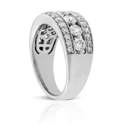 Shared Prong Three Row Diamond Band 14K Outlet