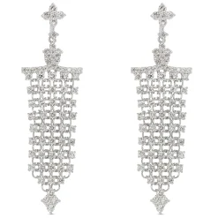 Silk Mesh Diamond Earrings, 14K White Gold Discount