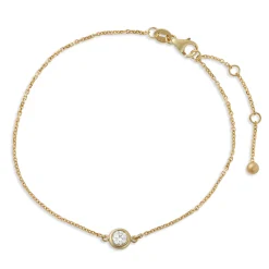Solitaire Diamond Bracelet, Bezel Setting, 14K Yellow Gold Hot