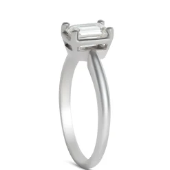 Solitaire Emerald Cut Diamond Engagement Ring, 14K White Gold Discount