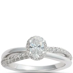 Split-Shank Oval Diamond Engagement Ring, 14k White Gold